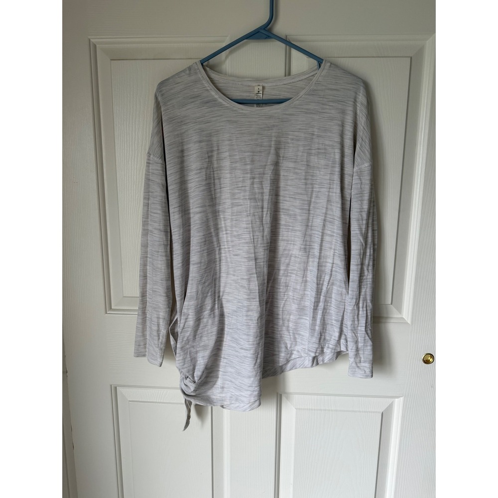 Lululemon Women Gray Space Dye Asymmetrical Side Tie Long Sleeve Top Size 8